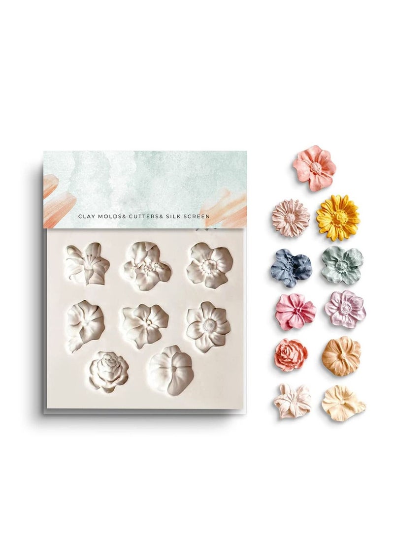 SYOSI Flower Clay Molds, Daisy Rose Sunflower Polymer Clay Molds, Polymer Clay Molds for Jewelry Making, Different Size Flowers Silicone Molds for Clay Jewelry Earring Making  - Image 1