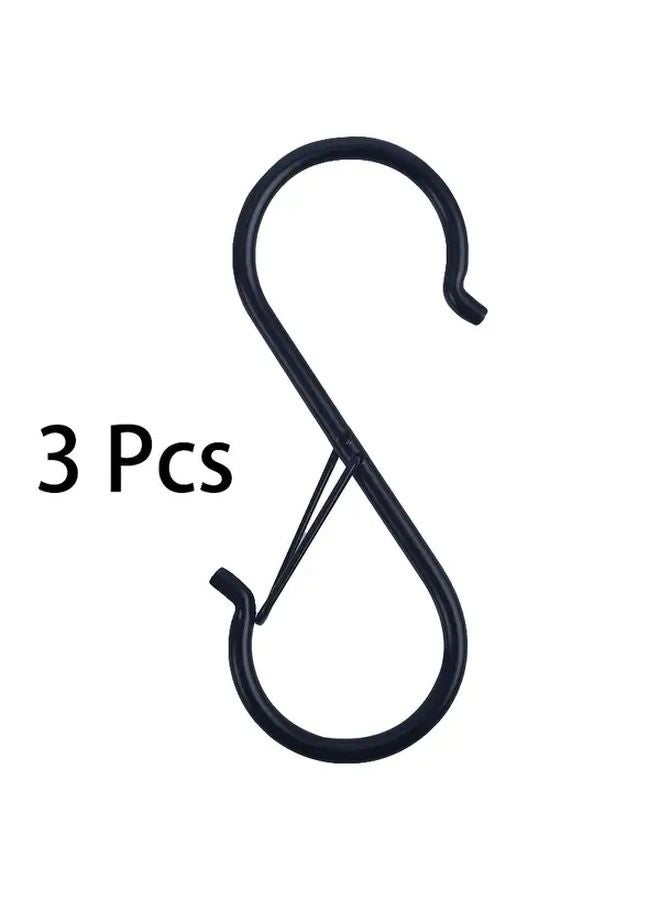 3 قطع خطاف حرف S متين بمشبك أمان مقاوم للصدأ لحامل متعدد الأغراض - Image 1