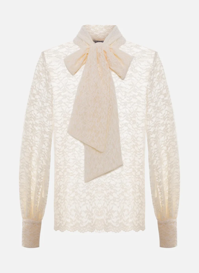 Lichi Lace blouse with a bow on the collar
