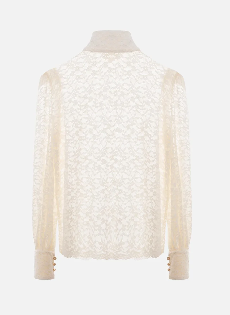 Lichi Lace blouse with a bow on the collar