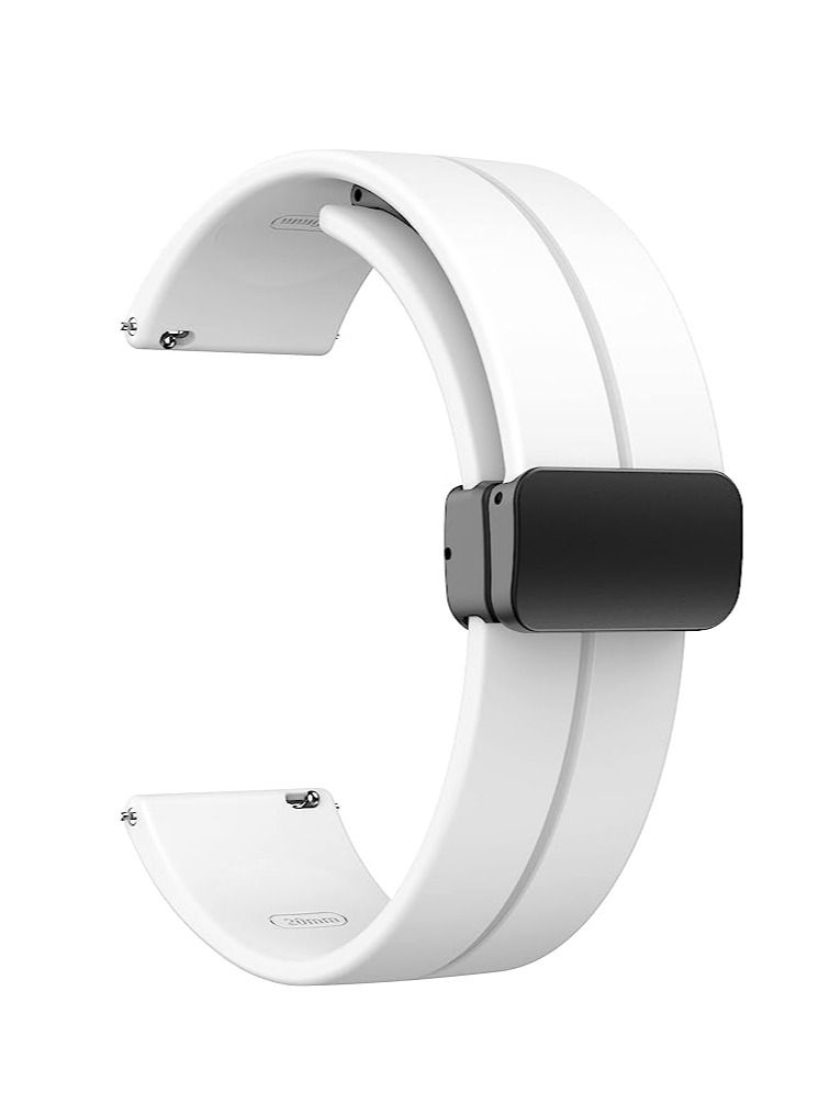 20mm Silicone Strap With Magnetic Folding Buckle For Oraimo Tempo S2 OSW-11N- Smart Watch - White  - Image 1