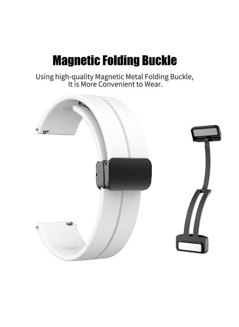20mm Silicone Strap With Magnetic Folding Buckle For Oraimo Tempo S2 OSW-11N- Smart Watch - White  - Image 4