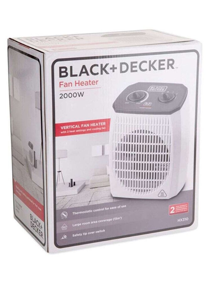 BLACK+DECKER Vertical Heater Fan with Dual Heat Setting for Home 2000 W HX310-B5 Black/White - Image 4