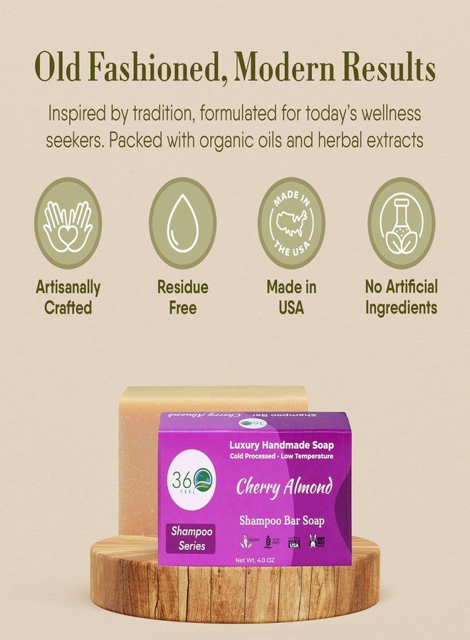 360Feel Cherry Almond Shampoo Bar - Nourishing and Moisturizing Anti-Dandruff Shampoo Bar - Handmade with Essential Oils - Travel Friendly and Compact - Zero Harsh Additives - 3.5 Ounce - Image 3