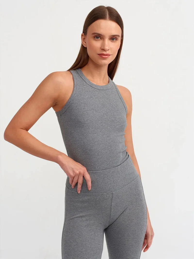 ديلفين Dilvin Ribbed Halterneck Sleeveless Blouse
