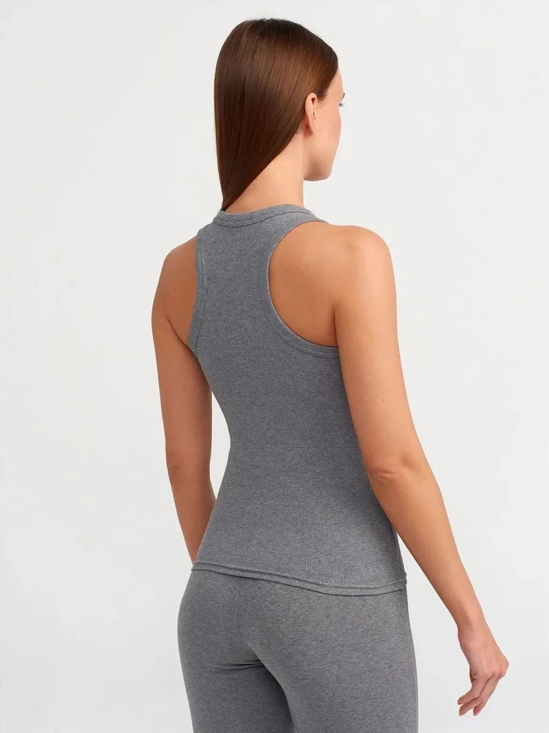 ديلفين Dilvin Ribbed Halterneck Sleeveless Blouse