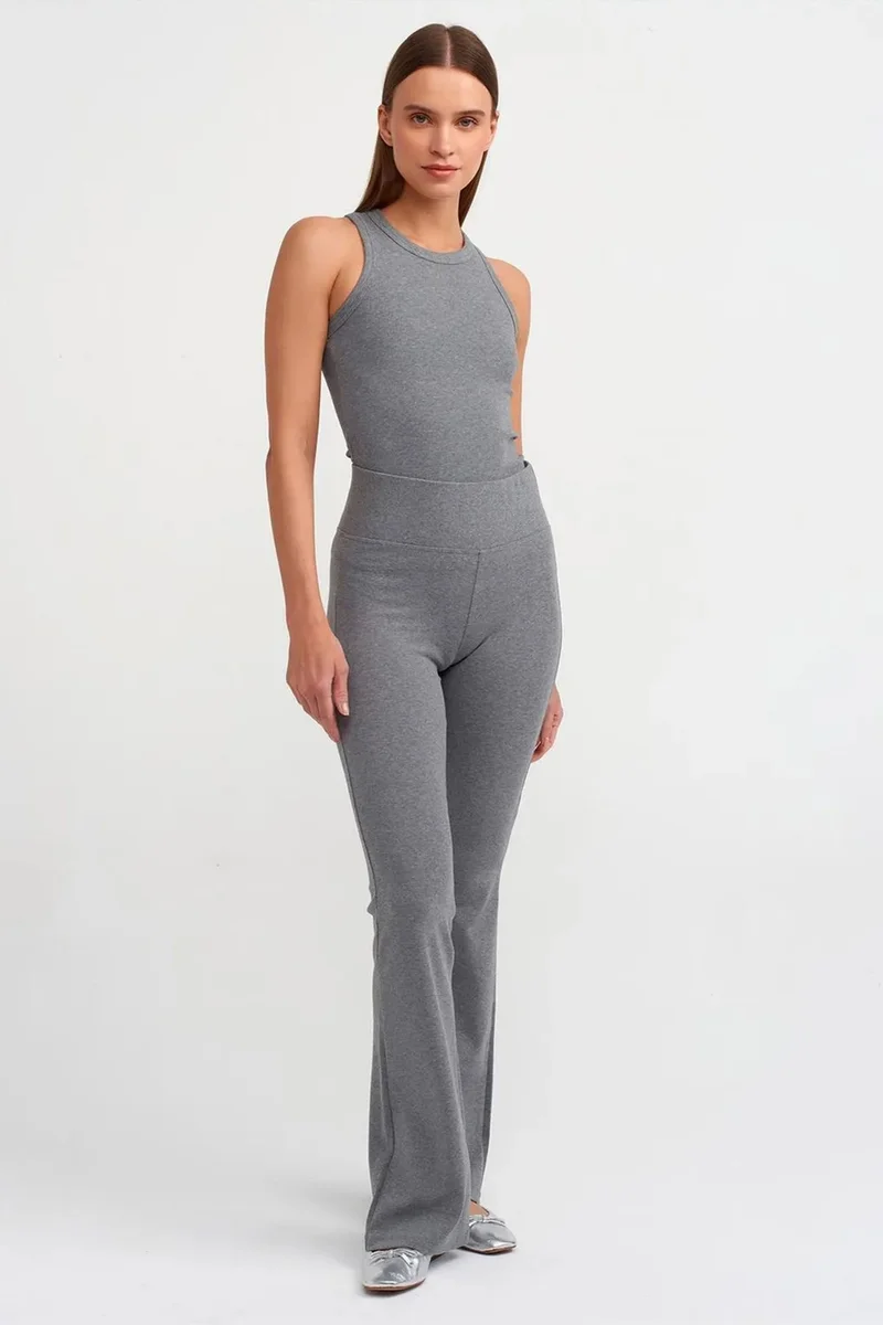 Dilvin Grey DILVIN Ribbed Halterneck Sleeveless Blouse for Women | Best Price UAE