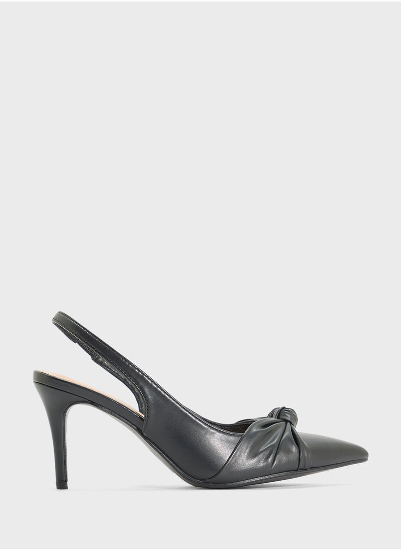 Anne Michelle Sling-Back Pump With Knot Detail  - Image 1
