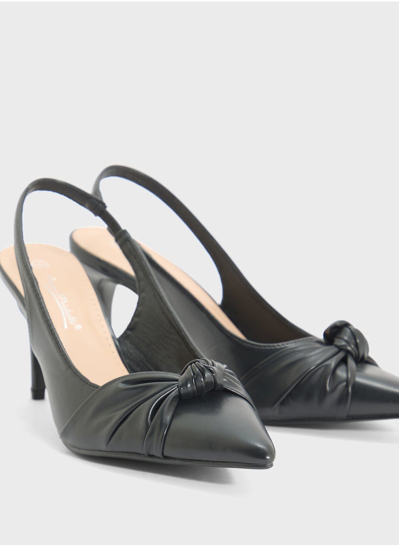 Anne Michelle Sling-Back Pump With Knot Detail  - Image 4