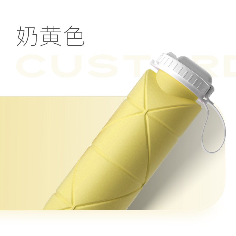 Straw silicone folding water Cup portable outdoor sports travel Cycling Bicycle kettle high temperature resistant creative Straw light yellow