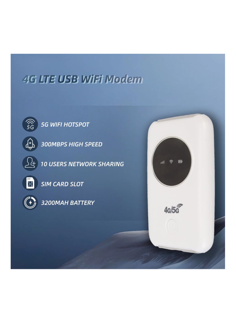 4G/5G LTE USB Modem with SIM Card Slot,  Wireless USB Modem 300Mbps Mobile 5G WiFi Router Unlocked Mobile WiFi Portable WiFi Hotspot Portable USB WiFi Modem Up to 10 WiFi Connect Devices - Image 5
