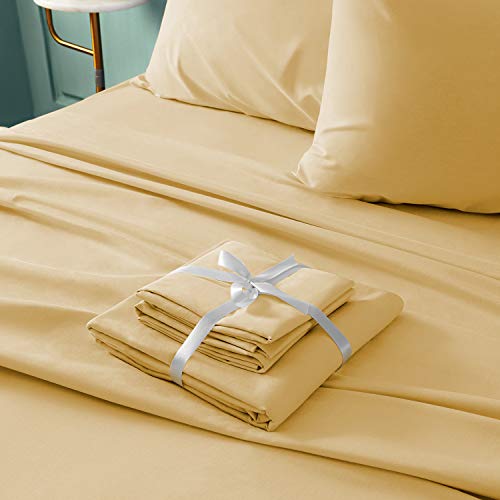 BYSURE 6 Pieces Bed Sheets Set(Full, Gold) - Hotel Luxury Super Soft 1800 Thread Count 100% Microfiber Sheets with Deep Pockets, Wrinkle & Fade Resistant - Image 4