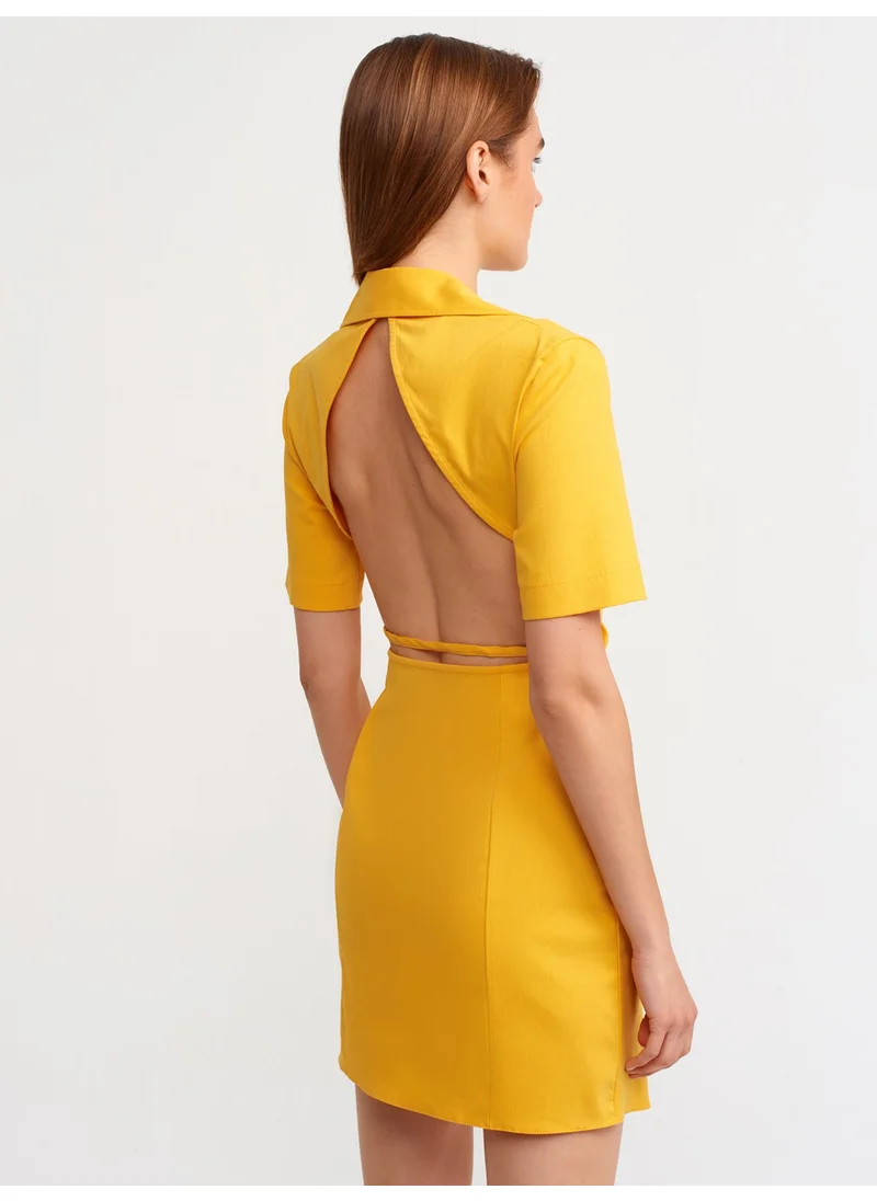 ديلفين 90340 Back Detailed Mini Dress-Orange
