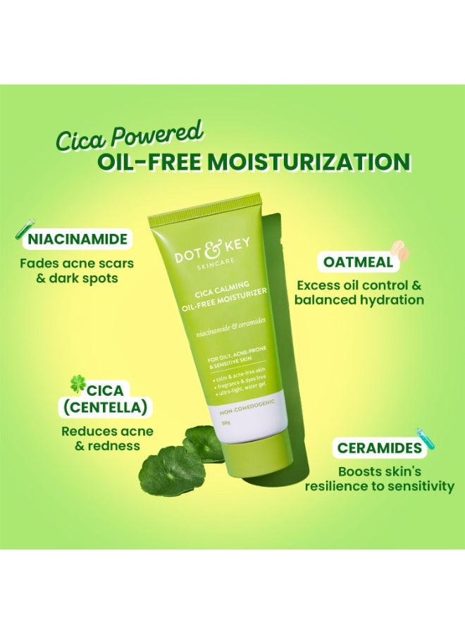 Dot & Key Niacinamide + CICA (Centella) Oil Free Moisturizer | Lightweight Face Cream for Oily, Sensitive & Acne Prone Skin | Fades Dark Spots, Blemishes & Soothes Redness | 50g Tube - Image 3