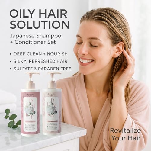 DEMIKI Japanese Shampoo and Conditioner Set for WomenSulfate Free Shampoo for Oily HairParaben Free Sulfate Free Rose ScentClarifying Shampoo Moisturizing and Volumizing Natural Hair Care32oz - Image 3