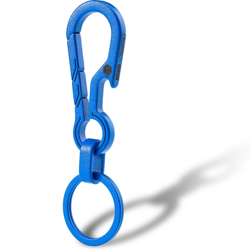 KeyUnity KM01BL Titanium EDC Keychain Clip with Bottle Opener, Quick Release Carabiner Key Ring Holder for Men (KM01 Blue) - Image 1