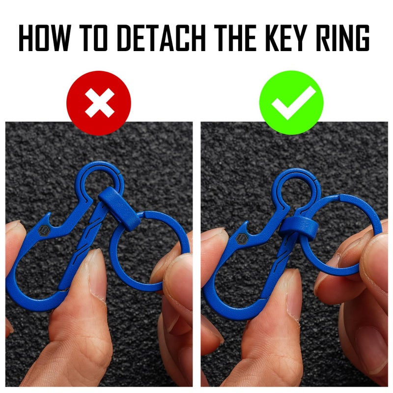 KeyUnity KM01BL Titanium EDC Keychain Clip with Bottle Opener, Quick Release Carabiner Key Ring Holder for Men (KM01 Blue) - Image 5