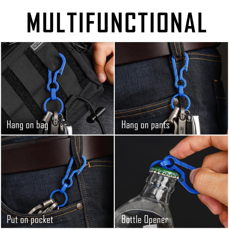 KeyUnity KM01BL Titanium EDC Keychain Clip with Bottle Opener, Quick Release Carabiner Key Ring Holder for Men (KM01 Blue) - Image 3