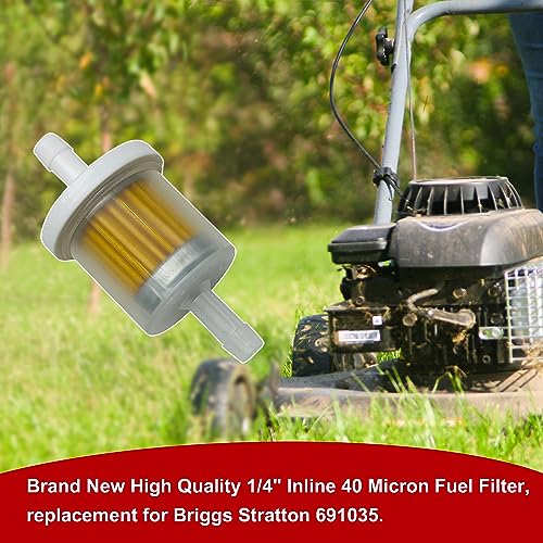 LETAYAR 1/4" Inline Fuel Filter 2-Pack 40 Micron with Larger Internal Filter Media - Fits Briggs & Stratton 691035 Kawasaki 49019 - Standard Size for Lawn Mower & Small Engines - Extended Service Life - Image 5