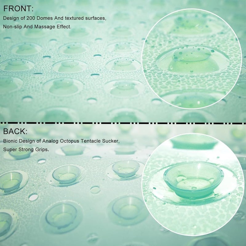 Non Slip Bathroom Mat Suction Cup Safety Shower Rug Transparent Waterproof Soft PVC Floor Protector Bathtub Anti Skid Design 100x40 cm Hygiene Home Use (Green) - Image 3