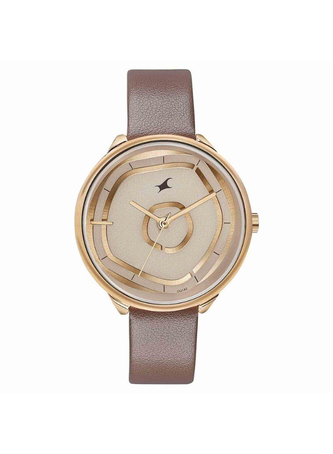 fastrack Stunners 8.0 Women’s Watch 6303WL01 – Rose Gold Dial, Brown Leather Strap, Quartz Movement - Image 1