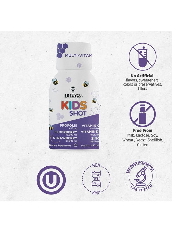 BEE & YOU BEE and You Kids Immune Support Supplement, 100% Natural Propolis, Vitamin C, Elderberry, Raw Honey, Antioxidants, Alternative to Gummies, Great Taste, 12 Pack, 1.69 fl. oz Each - Image 3