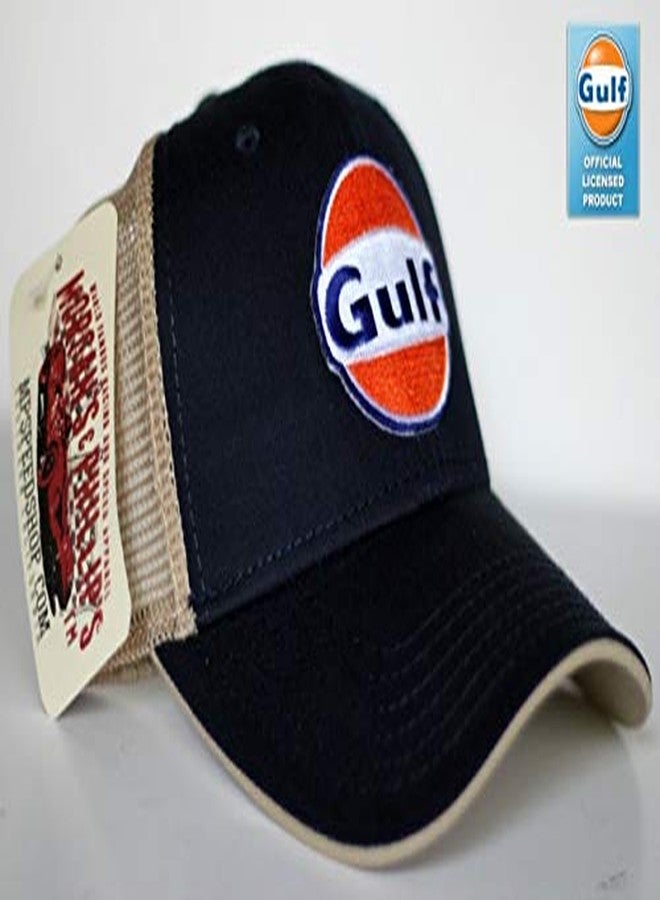 Gulf Vintage Adjustable Snapback Hat (Navy/Tan) - Image 2
