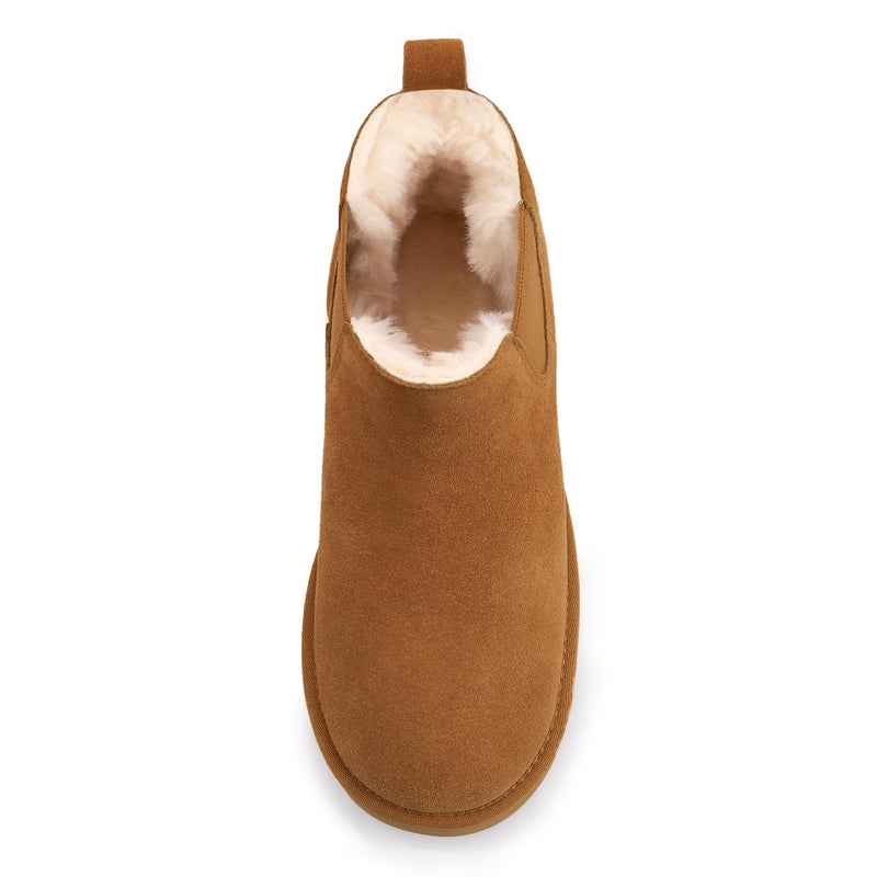 Athlefit Genuine Suede Platform Snow Boots for Women - Slip On Faux Fur Winter Warm Ankle Short Boots - Anti-Slip Memory Foam Insole Comfort Outdoor Snow Boots Shoes, Chestnut, Size 11, AD01433 - Image 4