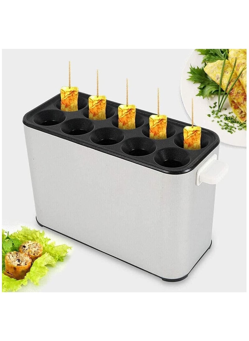 LETWOO - LETWOO Egg Sausage Hot Dog Roll Maker Egg Hamburger Boiler Frying Machine Omelette Master Automatic Electric Commercial 10 Tube Omelette Maker Egg Roll Maker - Image 1