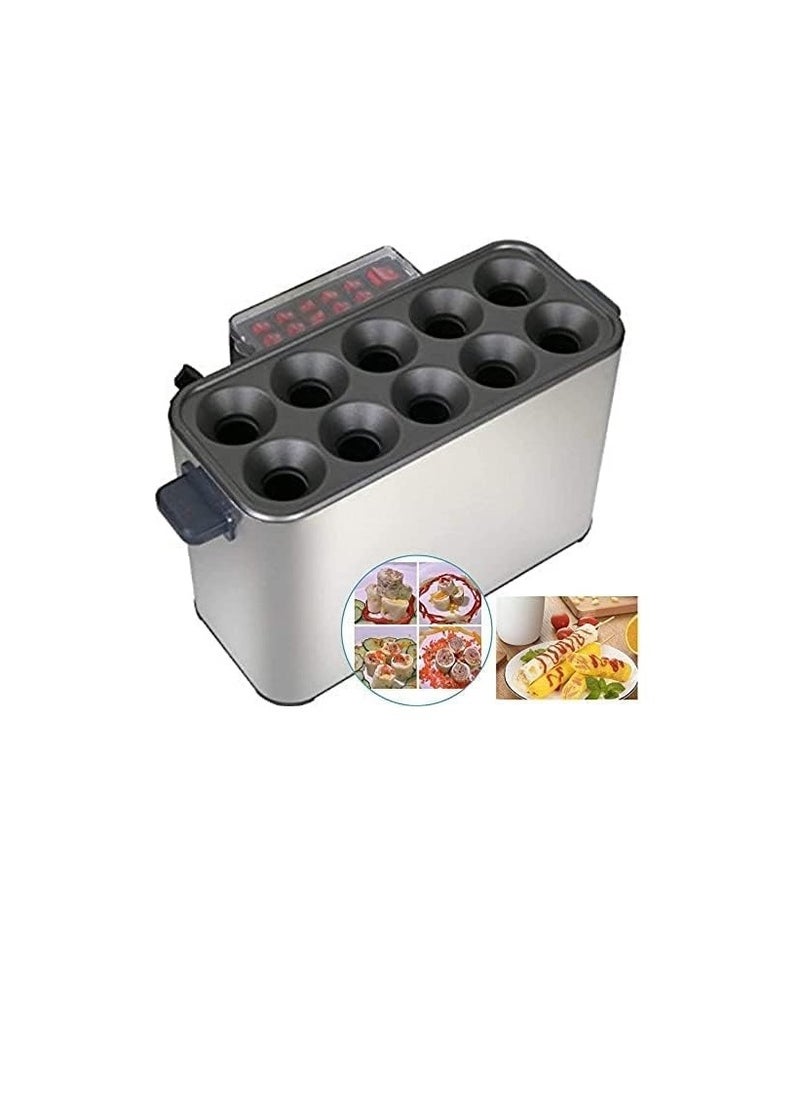 LETWOO - LETWOO Egg Sausage Hot Dog Roll Maker Egg Hamburger Boiler Frying Machine Omelette Master Automatic Electric Commercial 10 Tube Omelette Maker Egg Roll Maker - Image 1