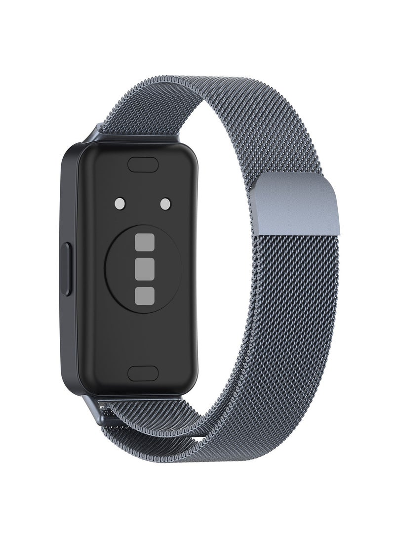 Straps Compatible with Huawei Band 10,Band 9,Band 8 Stainless Steel Band for Men,Women,Grey - Image 2