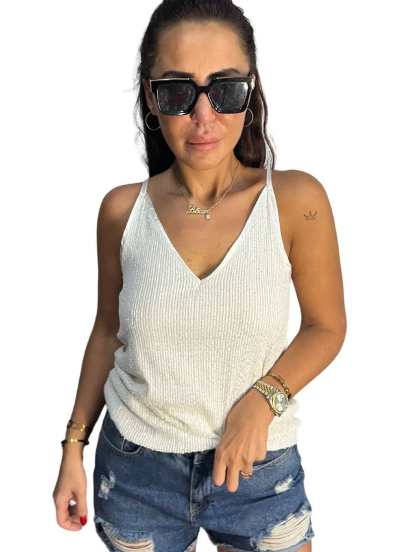 VENTIUP Sequin Blouse White - Image 5