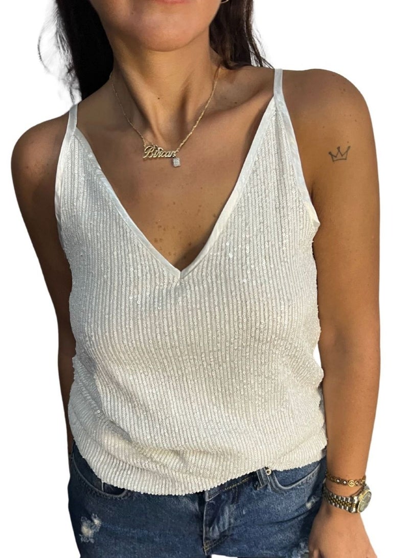 VENTIUP Sequin Blouse White - Image 3