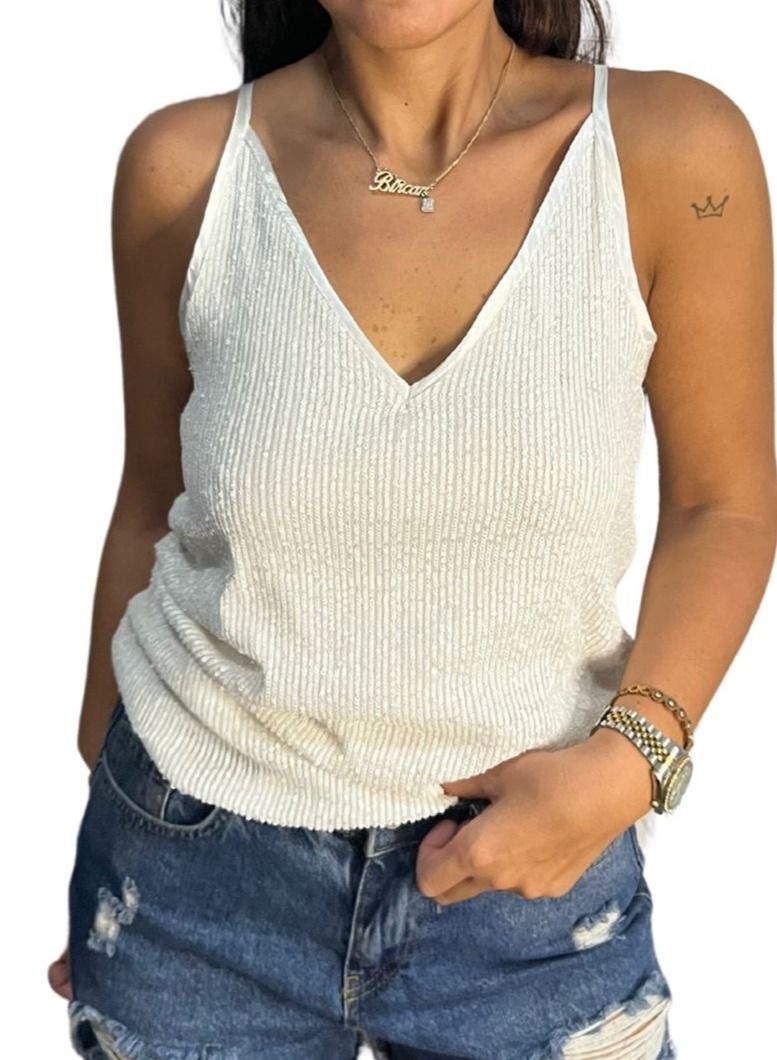 VENTIUP Sequin Blouse White - Image 1