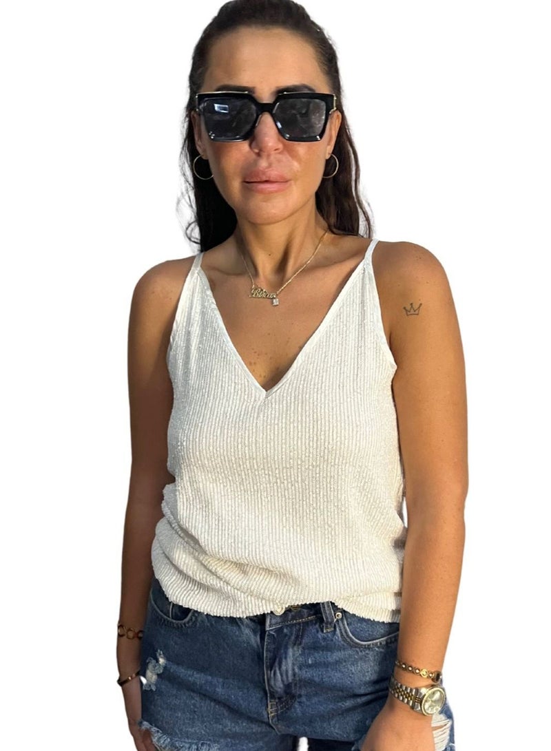 VENTIUP Sequin Blouse White - Image 4