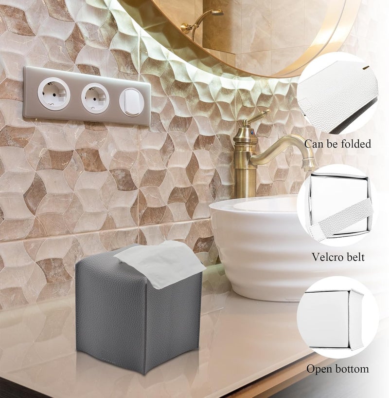 Bthenov Bathroom Accessory Set - 10 Piece Grey Bathroom Accessories Set with Trash Can, Toothbrush Holder and Cup, Soap Dispenser, Soap Dish, Toilet Brush Holder, Vanity Tray, Qtip Holder, Tissue Box Cover - Image 4