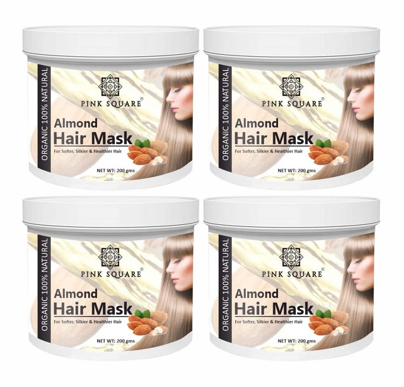 Pink Square Almond Protein Hair Mask  Repairs Damaged  Rough Hair  Restore Softness Natural Luster Makes Hair Strong Pack of 4 of 200 Grams800 Grams - Image 1