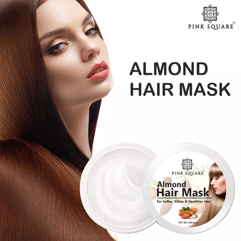 Pink Square Almond Protein Hair Mask  Repairs Damaged  Rough Hair  Restore Softness Natural Luster Makes Hair Strong Pack of 4 of 200 Grams800 Grams - Image 2