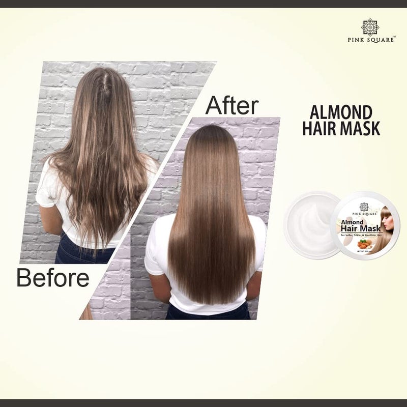 Pink Square Almond Protein Hair Mask  Repairs Damaged  Rough Hair  Restore Softness Natural Luster Makes Hair Strong Pack of 4 of 200 Grams800 Grams - Image 5
