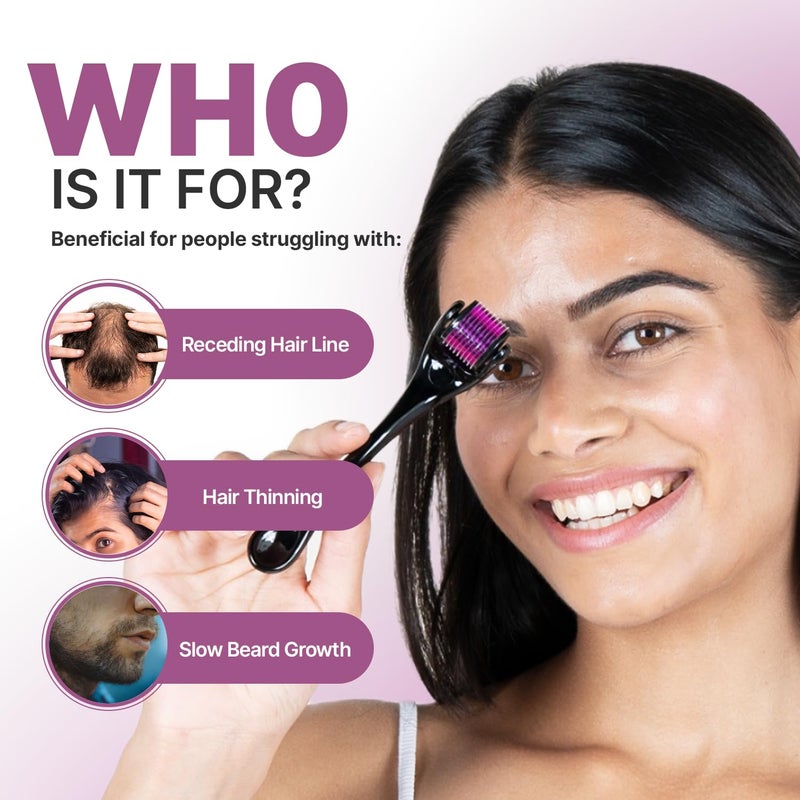 ‎SOTRUE Sotrue Derma Roller For Hair Growth 05 mm With 540 Stainless Steel Needles  Repairs Damaged Hair Activates Hair Follicles  Reduces Acne Scars  Safe  Effective To Use - Image 3