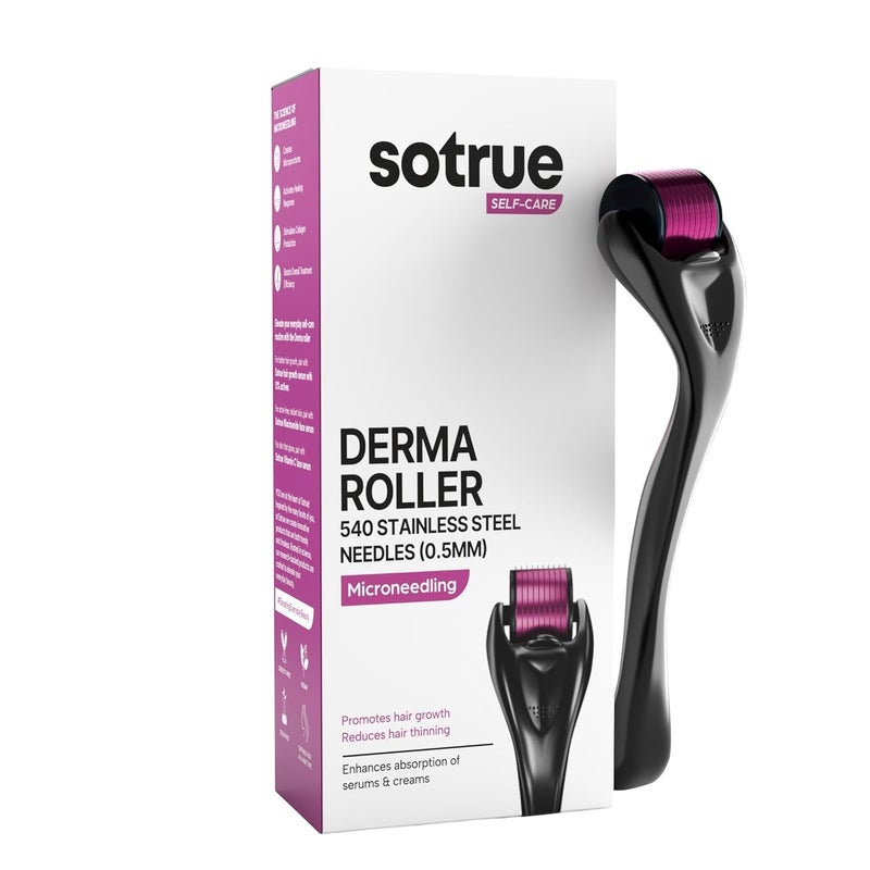 ‎SOTRUE Sotrue Derma Roller For Hair Growth 05 mm With 540 Stainless Steel Needles  Repairs Damaged Hair Activates Hair Follicles  Reduces Acne Scars  Safe  Effective To Use - Image 1