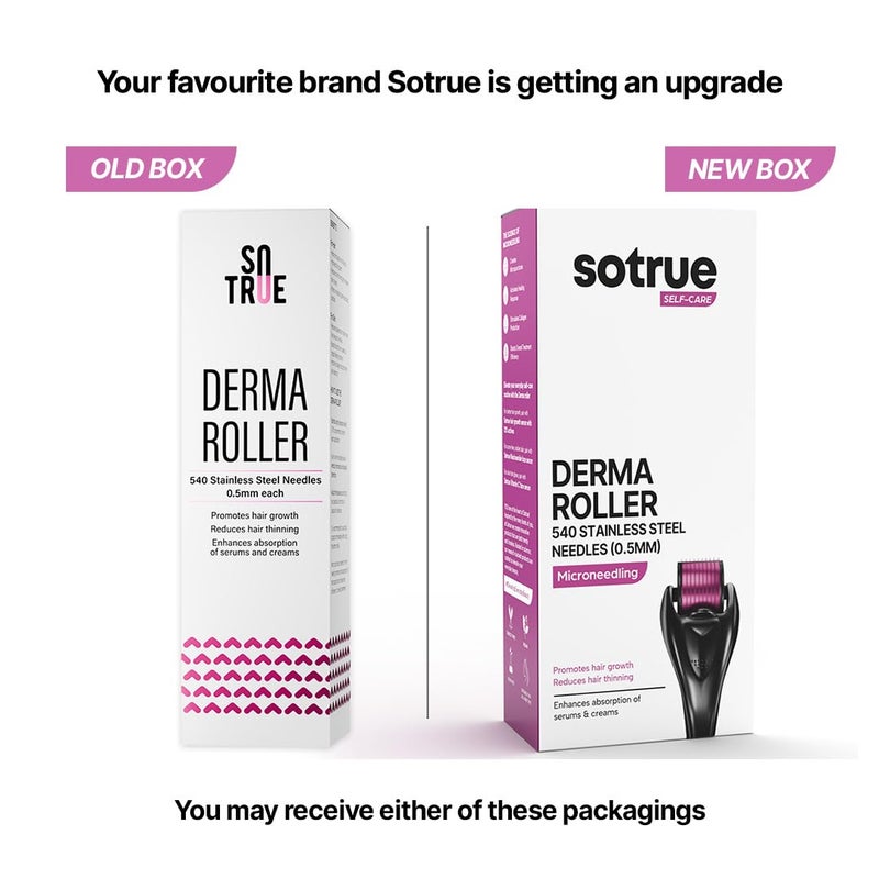 ‎SOTRUE Sotrue Derma Roller For Hair Growth 05 mm With 540 Stainless Steel Needles  Repairs Damaged Hair Activates Hair Follicles  Reduces Acne Scars  Safe  Effective To Use - Image 2