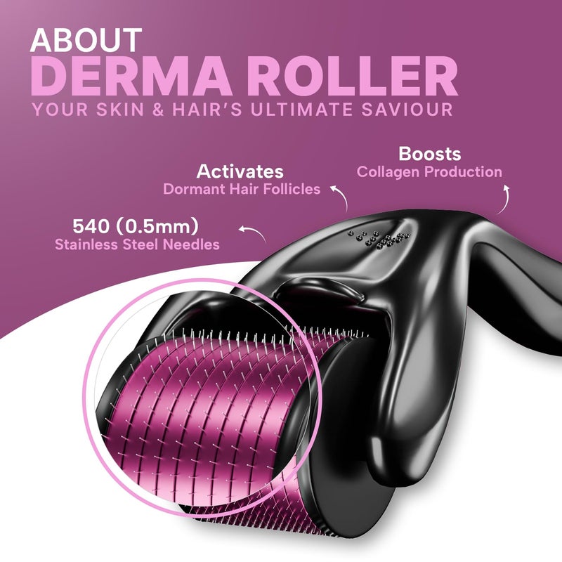 ‎SOTRUE Sotrue Derma Roller For Hair Growth 05 mm With 540 Stainless Steel Needles  Repairs Damaged Hair Activates Hair Follicles  Reduces Acne Scars  Safe  Effective To Use - Image 5