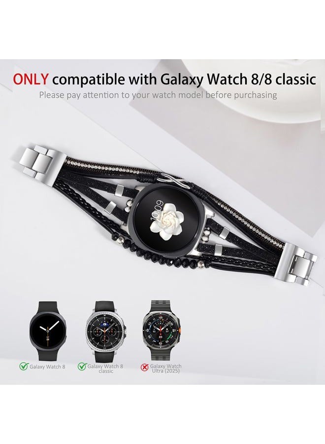 Fancywrist Boho Leather Bracelet for Samsung Galaxy Watch 8/7/6/5/4 Band 40 44mm Women, 20mm Cute Multilayer Adjustable Strap for Galaxy Watch 8 Classic 6 4 Classic 43mm 47mm 42mm 46mm/Watch 5 Pro 45mm /Active2 - Image 5