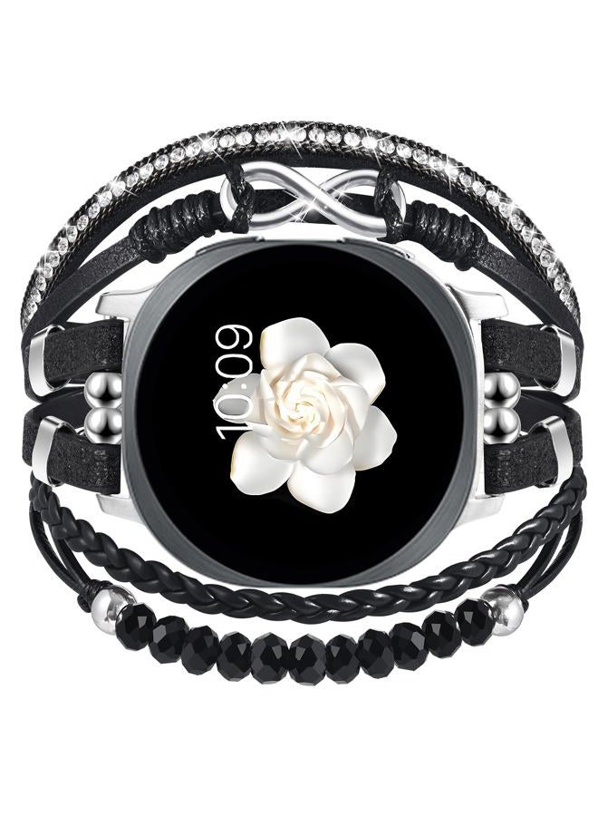 Fancywrist Boho Leather Bracelet for Samsung Galaxy Watch 8/7/6/5/4 Band 40 44mm Women, 20mm Cute Multilayer Adjustable Strap for Galaxy Watch 8 Classic 6 4 Classic 43mm 47mm 42mm 46mm/Watch 5 Pro 45mm /Active2 - Image 1