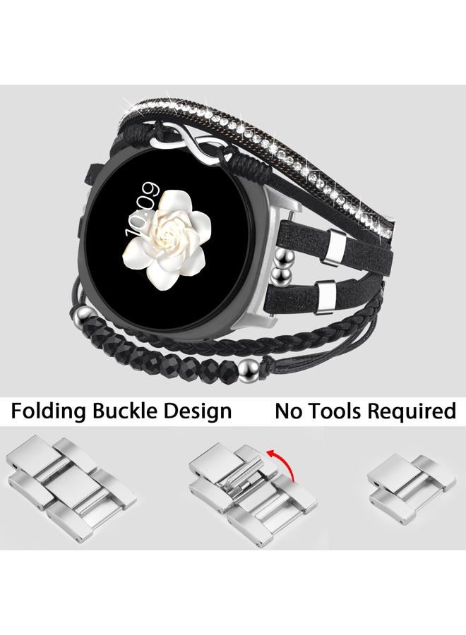 Fancywrist Boho Leather Bracelet for Samsung Galaxy Watch 8/7/6/5/4 Band 40 44mm Women, 20mm Cute Multilayer Adjustable Strap for Galaxy Watch 8 Classic 6 4 Classic 43mm 47mm 42mm 46mm/Watch 5 Pro 45mm /Active2 - Image 3