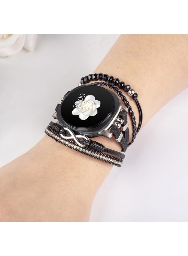 Fancywrist Boho Leather Bracelet for Samsung Galaxy Watch 8/7/6/5/4 Band 40 44mm Women, 20mm Cute Multilayer Adjustable Strap for Galaxy Watch 8 Classic 6 4 Classic 43mm 47mm 42mm 46mm/Watch 5 Pro 45mm /Active2 - Image 4