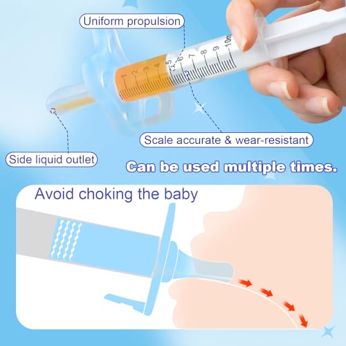 Aoaodbu Baby Medicine Dispenser, Baby Medicine Syringe, 0 months and up Baby Pacifiers, 100% Silicone Pacifiers, BPA-Free (Blue) - Image 3