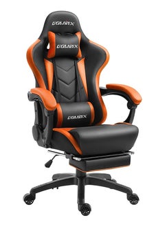 Dowinx Gaming Chair Ergonomic Racing Style Recliner with Massage Lumbar Support, Office Armchair for Computer PU Leather E-Sports Gamer Chairs with Retractable Footrest (Black&Orange)