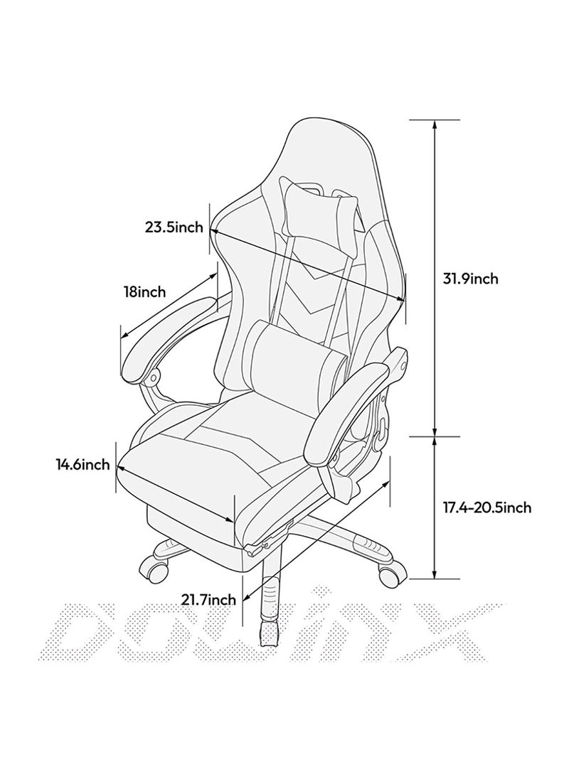 Dowinx - Dowinx Gaming Chair Ergonomic Racing Style Recliner with Massage Lumbar Support, Office Armchair for Computer PU Leather E-Sports Gamer Chairs with Retractable Footrest (Black&Orange) - Image 1
